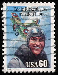 Image showing Stamp printed in USA shows portrait of Aviation pioneer Eddie Rickenbecker