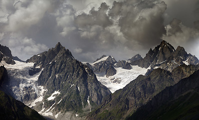 Image showing High mountains in clouds