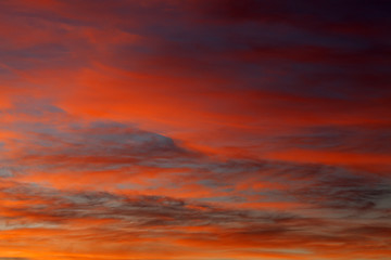 Image showing Fiery sunset over the sea