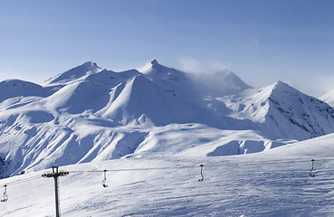 Image showing View on ski resort in evening