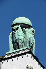 Image showing Owl, detail from Croatian national state archives building in Zagreb