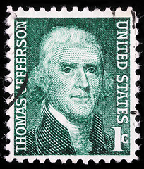 Image showing Stamp shows image portrait Thomas Jefferson