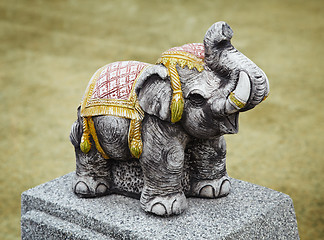 Image showing Concrete sculpture - old Indian elephant