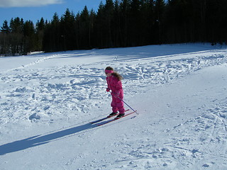 Image showing child skiing in perfect weather