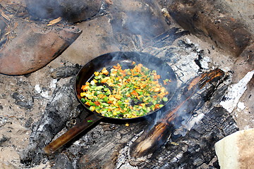 Image showing frying pan on fire