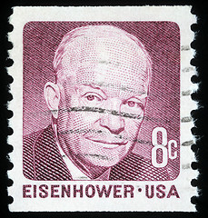 Image showing Stamp printed in the United States of America shows image of former US President Dwight Eisenhower