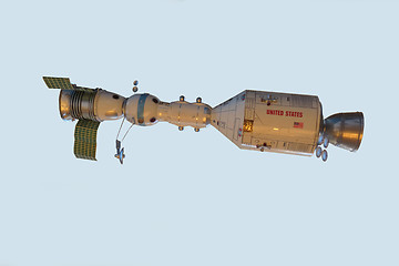 Image showing Model connected spaceships Apollo and Soyuz