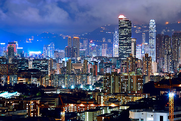 Image showing downtown in Hong Kong view from high at night