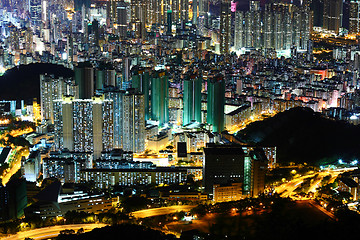 Image showing downtown in Hong Kong view from high at night