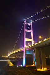 Image showing Tsing Ma Bridge at night