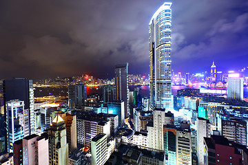 Image showing Hong Kong with crowded buildings at night