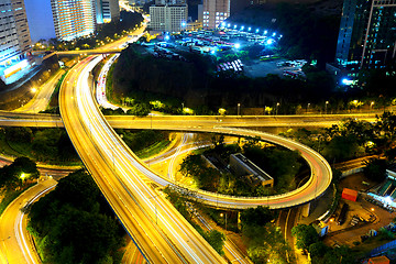 Image showing Highway at night in modern city