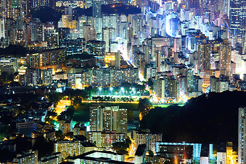 Image showing downtown in Hong Kong view from high at night