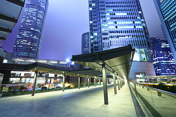 Image showing Details of business buildings at night in Hong Kong