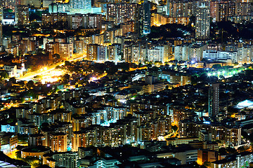 Image showing downtown in Hong Kong view from high at night