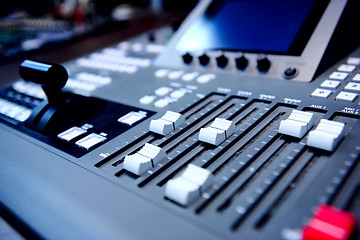 Image showing controls of audio mixing console