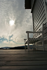 Image showing Garden bench on porch