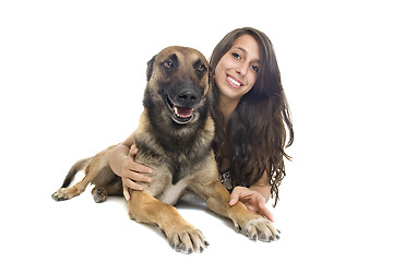 Image showing malinois and girl