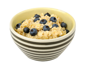 Image showing Oatmeal with blueberries in a bowl