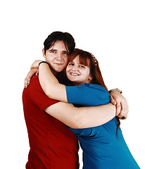 Image showing Hugging couple in closeup.