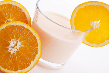 Image showing fresh tasty orange yoghurt shake dessert isolated