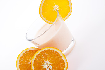 Image showing fresh tasty orange yoghurt shake dessert isolated