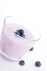 Image showing tasty fresh blueberry yoghurt shake dessert isolated