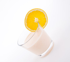 Image showing fresh tasty orange yoghurt shake dessert isolated