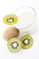 Image showing fresh delicious kiwi yoghurt shake cream isolated