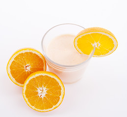 Image showing fresh tasty orange yoghurt shake dessert isolated