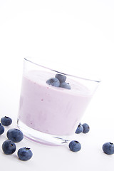 Image showing tasty fresh blueberry yoghurt shake dessert isolated