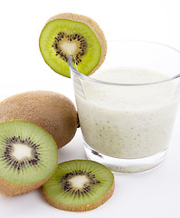 Image showing fresh delicious kiwi yoghurt shake cream isolated