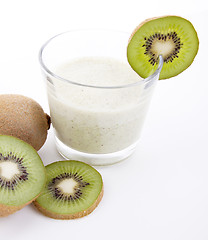 Image showing fresh delicious kiwi yoghurt shake cream isolated