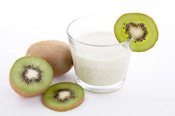 Image showing fresh delicious kiwi yoghurt shake cream isolated