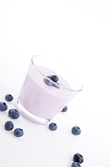 Image showing tasty fresh blueberry yoghurt shake dessert isolated