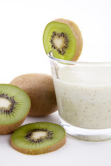 Image showing fresh delicious kiwi yoghurt shake cream isolated