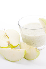 Image showing fresh green apple yoghurt shake isolated