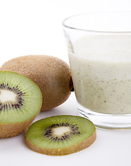 Image showing fresh delicious kiwi yoghurt shake cream isolated