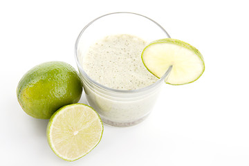 Image showing fresh tasty lime citrus yoghurt shake dessert isolated