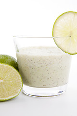 Image showing fresh tasty lime citrus yoghurt shake dessert isolated