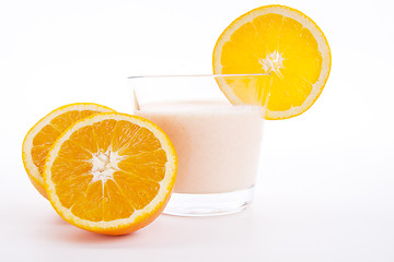 Image showing fresh tasty orange yoghurt shake dessert isolated