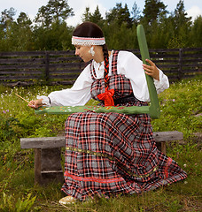 Image showing Portrait young  girl in national costume 