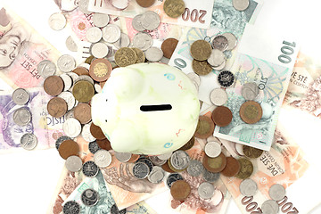 Image showing coin bank and czech money