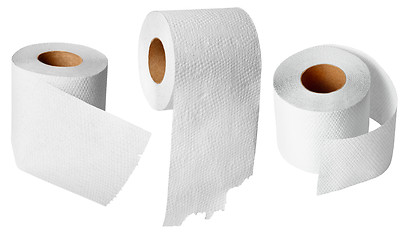 Image showing Rolls of toilet paper on white