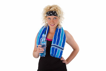 Image showing Fitness woman drinking water