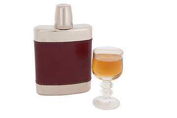 Image showing Hip flask with brandy