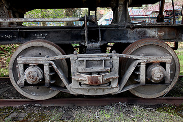 Image showing The old railway wheels