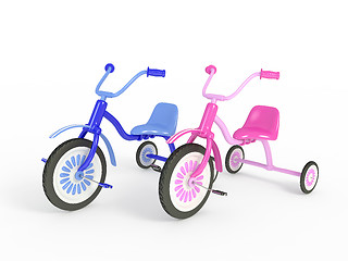 Image showing Blue and pink tricycle isolated 3d render