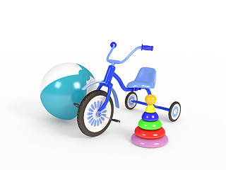 Image showing Ball, tricycle and pyramid isolated