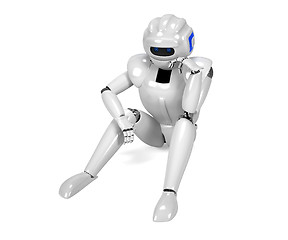 Image showing 3D render of depressed android - isolated on white background